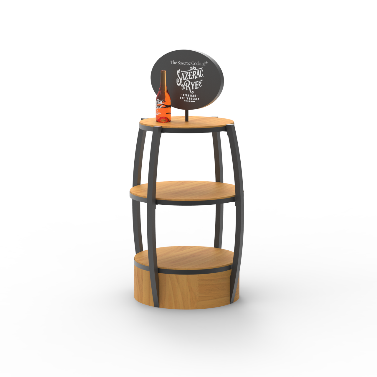 Apache Customized Wooden Laminated Wine Barrel Whiskey Display Rack Suitable for Supermarket Stores — view 5