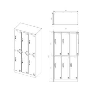 Casiers à vêtements pour employés en acier laminé à froid à 6 portes, serrure à <span class=keywords><strong>code</strong></span>, structure démontable, vestiaire Orpheus OR-MLW32 - Product Image 6