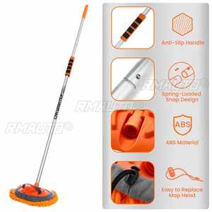 Mopa para lavado de coches con mango ajustable, mopa de limpieza para coches, escoba de chenilla suave, mopa para limpiar ventanas, removedor de polvo para coches, cepillo para encerar - Product Image 2