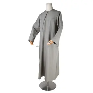 Precio promocional Emirates Dubai estilo omaní manga larga musulmán hombre vestido Kaftan Djellaba Jubbah ropa islámica para Ramadán