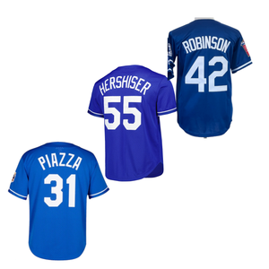 Camiseta de Béisbol Americana Cosida al por Mayor, 42 Jackie Robinson, 34 Fernando Valenzuela, 31 Mike <span class=keywords><strong>Piazza</strong></span>, 55 Hershiser, 45 Martinez - Product Image 4