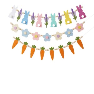 Guirnalda de Fieltro con Diseño de Conejito de Pascua y Cuentas de Madera, Reutilizable, para Decoración de Chimenea y Pared del Hogar, Fondo para Fotos - Product Image 6