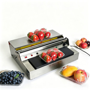 450mm Semi Automatic Cling Film Packing <b>Machine</b> <b>Stretch</b> Film Wrapper for Fruit Vegetable Seafood Plastic Tray Packing - Product Image 6