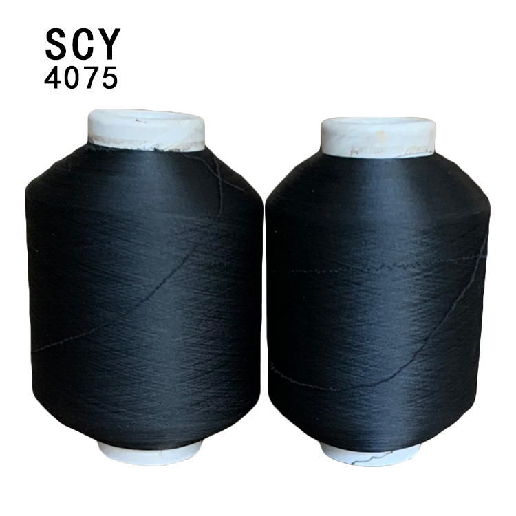 Черная фабричная эластичная лайкра SCY 4075, покрытая 75D полиэфирная машина 40D, покрытая спандексом пряжа для вязания носков