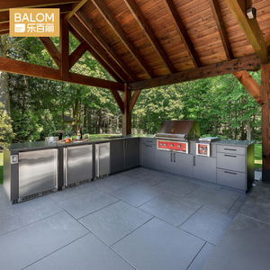 Meubles de cuisine extérieurs BALOM modernes et luxueux, en acier inoxydable 304, étanches, avec barbecue intégré pour villa, patio et jardin - Product Image 1