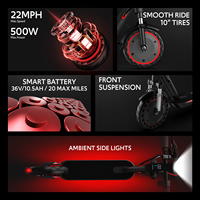Trottinette électrique pliable Maxyes A11 Adt, 22 MPH, autonomie de 20 miles, 350 W, 36 V, batterie au lithium 10,5 Ah, contrôle par application, certifiée CE