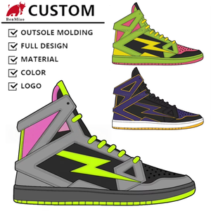 Baskets montantes personnalisées style basket-ball en cuir Chaussures de sport de marque avec bout rond LOGO Fabrication - Product Image 1