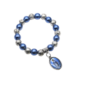 Bracelet de prière catholique en perles turquoise bleu, style japonais vintage, Sainte <span class=keywords><strong>Anne</strong></span>, priez pour nous - Product Image 4