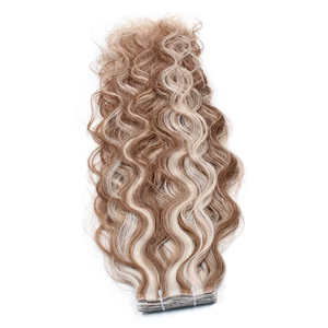 Invisible <b>Long</b> Tape Hair Extensions Remy Human Hair curly piano color Double Drawn Seamless Skin Tape In Easy Install For Women - Product Image 3