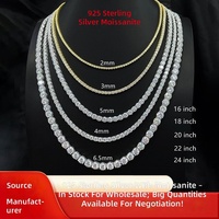 Collier tennis en moissanite couleur D VVS1 pour hommes et femmes, en argent sterling S925, chaîne à maillons sertie de diamants, testée au diamant, certifiée GRA