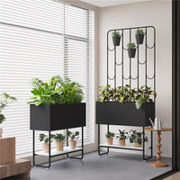 Support à fleurs en fer forgé de style nordique, double niveau, pour plantes d'intérieur, balcon, salon, treillis pour plantes grimpantes