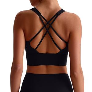 여자의 끈이 섹시한 벌거 벗은 느낌 체육관 운동 의류 스포츠 브래지어 피트니스웨어 요가 탑 - Product Image 2