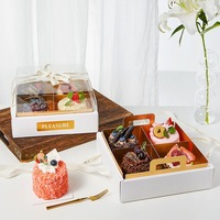 Boîte à dessert transparente à neuf compartiments en carton, emballage pour beignets avec estampage pour cupcakes et macarons français