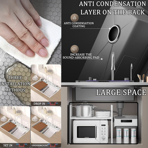 Évier de cuisine multifonctionnel à bassin unique avec poubelle et porte-<span class=keywords><strong>vaisselle</strong></span> CN SUS cascade à affichage numérique - Product Image 3