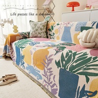 Housse de coussin de canapé élastique en coton et lin, motif abstrait peint à l'huile, personnalisable, style américain, luxe léger, vintage