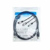 Câble de données USB 2.0 en cuivre noir à tête carrée, connecteurs USB A vers B pour imprimante