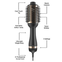 Sèche-cheveux brosse de voyage automatique double tension 110V-120V/220V-240V, styler volumateur 4-en-1, 1000W, 3 vitesses