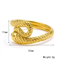 Bague ouverte en forme de serpent torsadé gaufré, en acier inoxydable plaqué or 18 carats, bijou tendance unisexe pour usage quotidien
