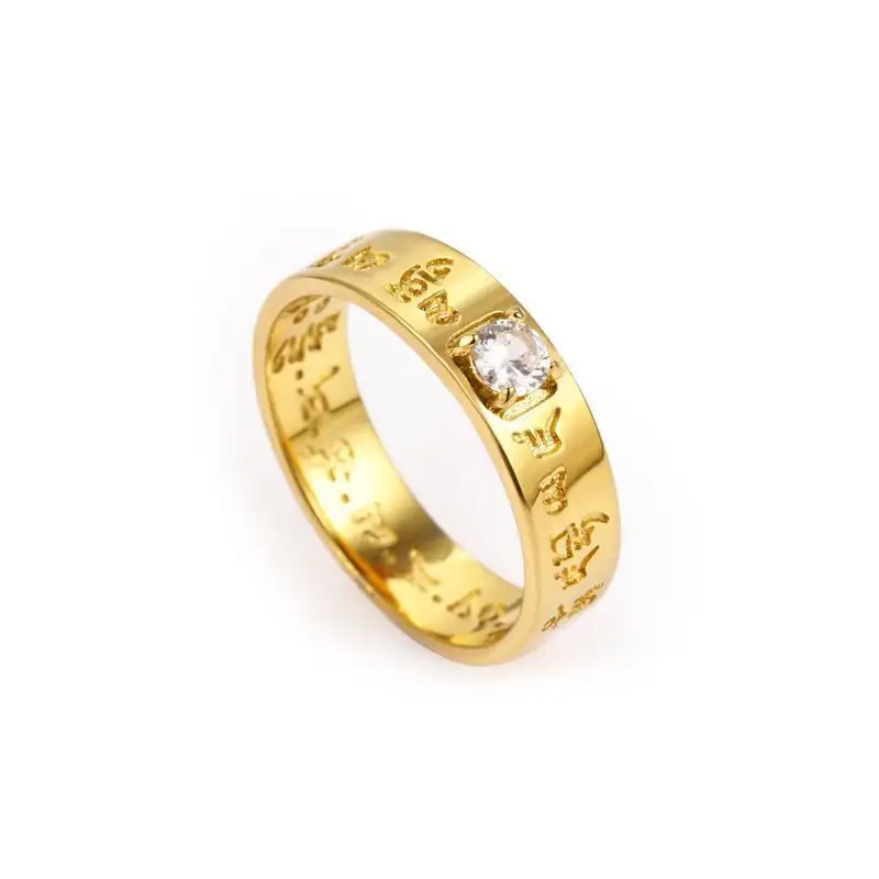 custom stainless steel ring Buddhism ring Buddhist ornaments jewelry making supplies gold plated jewelry Buddhist ornaments