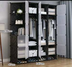 Armadio Moderno Regolabile con Più Ante, Guardaroba <span class=keywords><strong>Salvaspazio</strong></span> per Cameretta Bambini e Soggiorno - Product Image 1