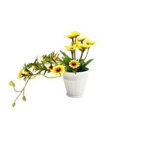 Plante artificielle de tournesol Paulon en pot, hauteur 16 cm, mini bonsaï rond pour la décoration intérieure - Product Image 5