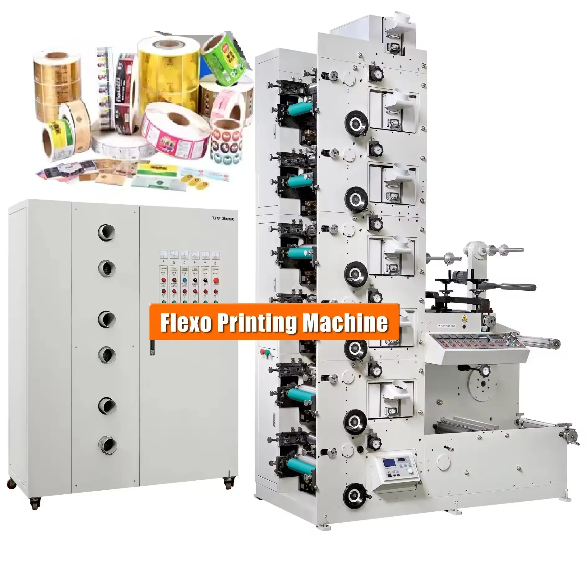 2 4 6 8 Color Flexographic Printers Label Flexo Paper Film Label Roll To Roll Printing Machine