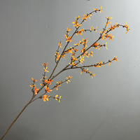 Fleurs de jasmin artificielles en soie jaune de haute qualité, aspect doré, nouvelle feuillage décoratif, plante florale artificielle