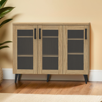 Buffet multifonctionnel contemporain moderne en bois, table de buffet à 3 portes et 3 étagères, armoire de rangement pour cuisine et salon, meubles OEM pour la maison