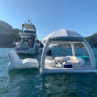 Plateforme flottante gonflable de luxe pour yacht, île de fête aquatique, Aqua Banas, transat flottant pour mer et lac, plateforme de stationnement avec tentes d'ombrage