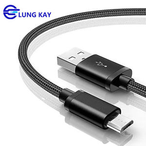 สายชาร์จ LUNG KAY แบบขายส่ง ขนาด 2 เมตร 3 เมตร 60 โวลต์ สายไมโครยูเอสบี 2.0 3A ชาร์จเร็ว 480Mbps ซิงค์ข้อมูล สายถักไนลอนบางเฉียบ - Product Image 1