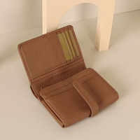 Portefeuille multifonctionnel pour femmes en cuir de vache, porte-monnaie et portefeuille avec fermeture à boucle, style minimaliste Normcore
