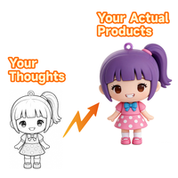 Porte-clés mous 3D en silicone personnalisés, motif petite fille de dessin animé, écologiques et durables, avec mousqueton, vente en gros