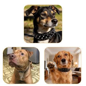 Collar de Cuero para Mascotas, Estilo <span class=keywords><strong>Punk</strong></span>, Ajustable, Duradero, Anti-Mordidas, con Tachuelas, para Perros Medianos a Grandes - Product Image 3