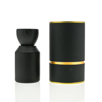 Botol silinder kaca parfum kelas atas 50ml 100ml, botol kaca Amber, tutup kayu bentuk segitiga