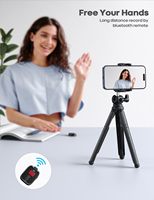 Trépied de téléphone Lamicall STTP03 avec télécommande sans fil, pieds flexibles, mini trépied de voyage, support pour smartphone, diffusion en direct vidéo