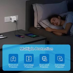 Adattatore da Viaggio 7 in 1, Convertitore con 3 Prese, 2 Porte USB-A e 2 Porte USB-C, Senza Cavo - Product Image 4