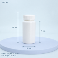Bouteille en PEHD de 150 ml avec bouchon à vis, vide, blanche opaque, pour emballage de suppléments, pilules, capsules et comprimés – Vente en gros