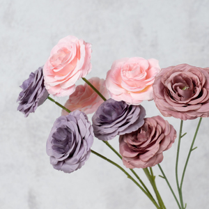 Fleurs artificielles en soie texturées, roses à trois têtes, pour la décoration de la maison, les mariages, les allées, le salon et l'entrée. - Product Image 5