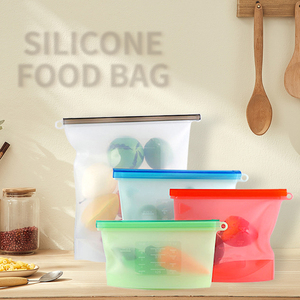 Sealed Ziplock silicone food grade bag custom 500ml 1000ml 1500ml reusable silicone food storage bag