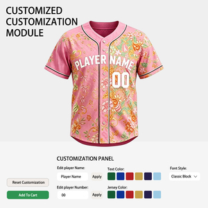 Maillots <span class=keywords><strong>de</strong></span> baseball personnalisés en polyester brossé doux, imprimé floral Lupine, pour équipes <span class=keywords><strong>de</strong></span> loisirs en plein air, avec nom <span class=keywords><strong>et</strong></span> numéro brodés sur mesure - Product Image 2