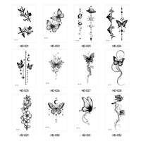 Autocollants de tatouage temporaire papillon noir accrocheurs, imperméables et de haute qualité pour la décoration du visage, les fêtes et la mode