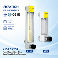 Rumah Panel Mount K100/K200 dari Aluminium Alloy dengan Bagian yang Terkena Cairan dari Baja Anti Karat 304/316SS, Ulir NPT/BSP 1/8" 1/4", Rotameter Tabung Kaca Mikro