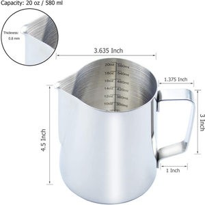 12oz 350ml 20oz 600ml in acciaio inox 304 Espresso cottura a vapore latte schiumatore brocca <span class=keywords><strong>caffè</strong></span> montalatte tazza con decorazione Art Pen - Product Image 3