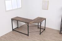 Bureau d'ordinateur portable en forme de L, réglable, de style rustique brun, avec structure métallique industrielle, pour l'écriture, l'étude et les jeux, idéal pour le bureau à domicile