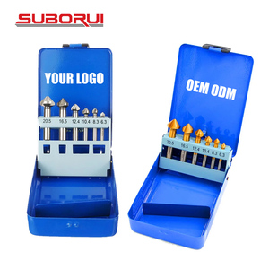 SUBORUI OEM ODM 6pcs Chamfering <strong>End</strong> <strong>Mill</strong> Cutter 3 Flute 90 Degree HSS Deburring Tapered Countersink Drill Bit Set for Steel - Product Image 1