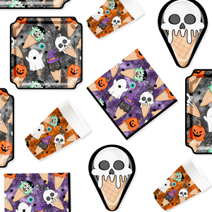 DAMAI Factory Wholesale Use Halloween Skull Ice Cream Paper Plate Set - Product Image 2