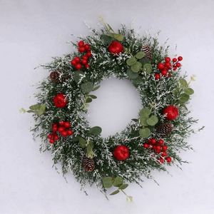 Guirlande de Noël en PVC+PE vert de 45 cm avec décorations dorées, guirlande artificielle faite à la main pour décoration intérieure - Product Image 2
