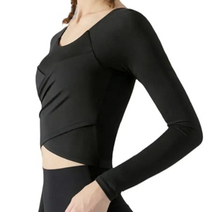 Haut de yoga léger et élastique pour femme, à manches longues, col croisé, imprimé, respirant, confortable, coupe ajustée, amovible - Product Image 6