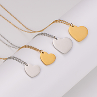 Collier long en forme de cœur pour la Saint-Valentin, plaqué or 18 carats, anti-ternissement, gravable, pour femmes, vente en gros
