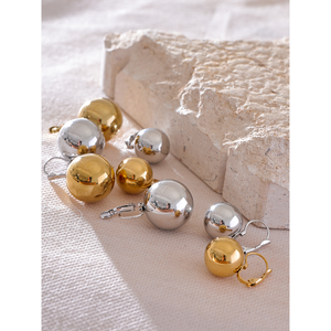 Jinyue 3310 due dimensioni liscia in acciaio inossidabile rotonda cerchio palla grande cerchio orecchini a cerchio macchiano meno metallo cavi fascino gioielli alla moda - Product Image 5